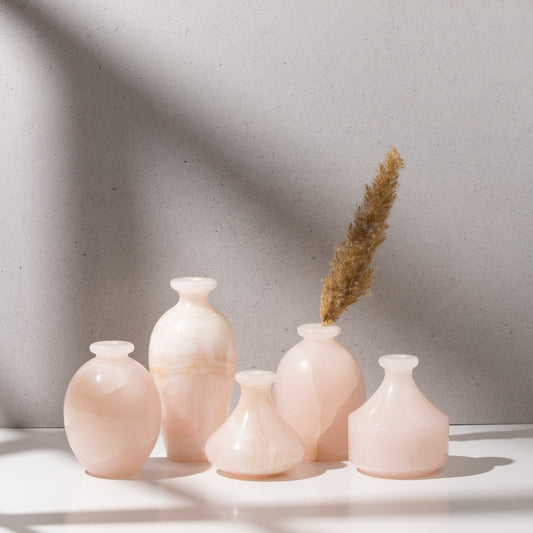 PINK ONYX VASE SET