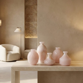 PINK ONYX VASE SET