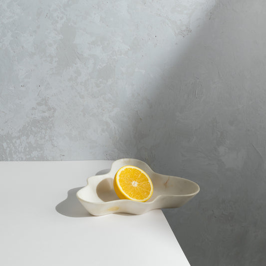 WHITE MARBLE WAVE BOWL
