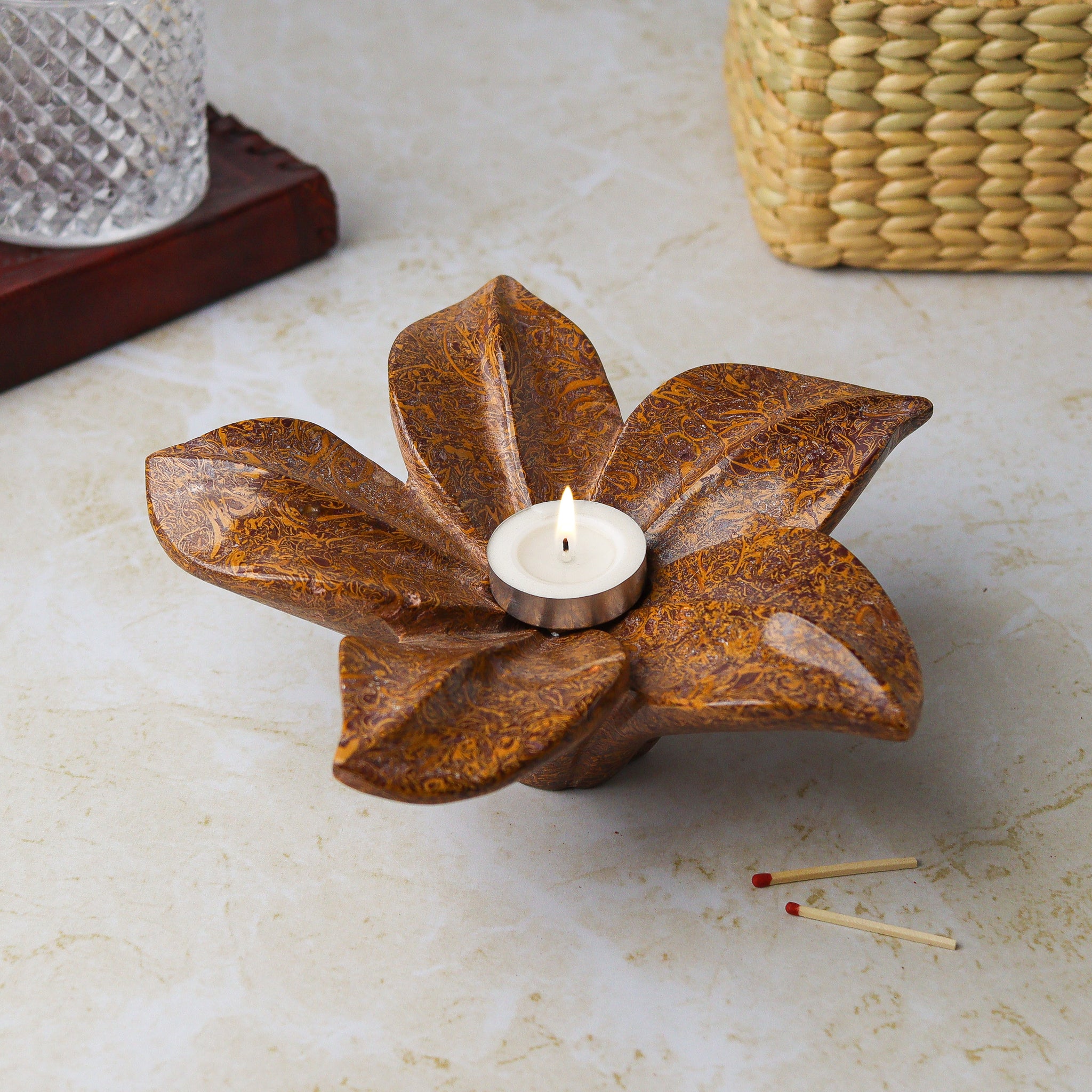 FOSSIL BLOOM TEALIGHT HOLDER